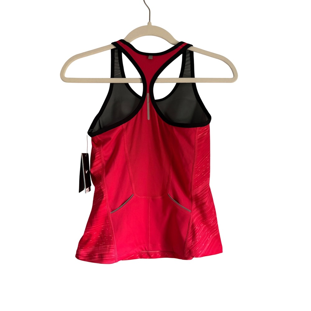 Nike Dri-FIT Womens Red Space Dye Racerback Running Tank Top Built-in Bra XS - Picture 2 of 3